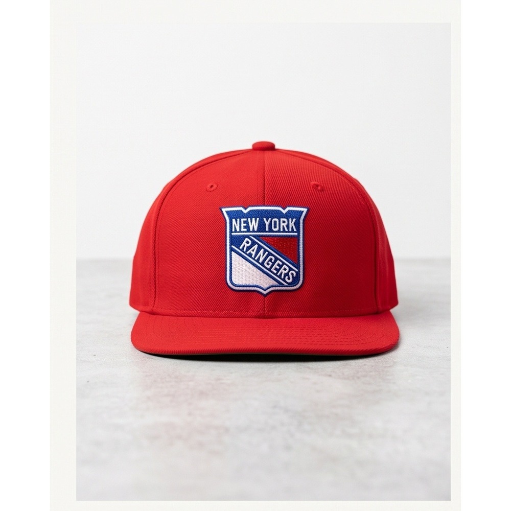Mitchell & Ness New York Rangers Vintage NHL Snapback Hat Red Flat Brim Cap - Picture 14 of 15